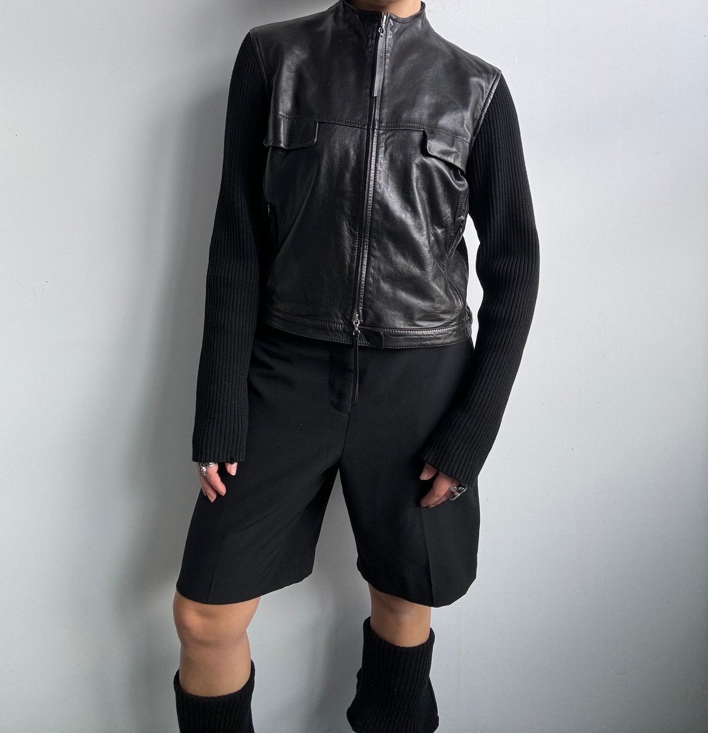 Italian Leather & Virgin Wool Double Zip