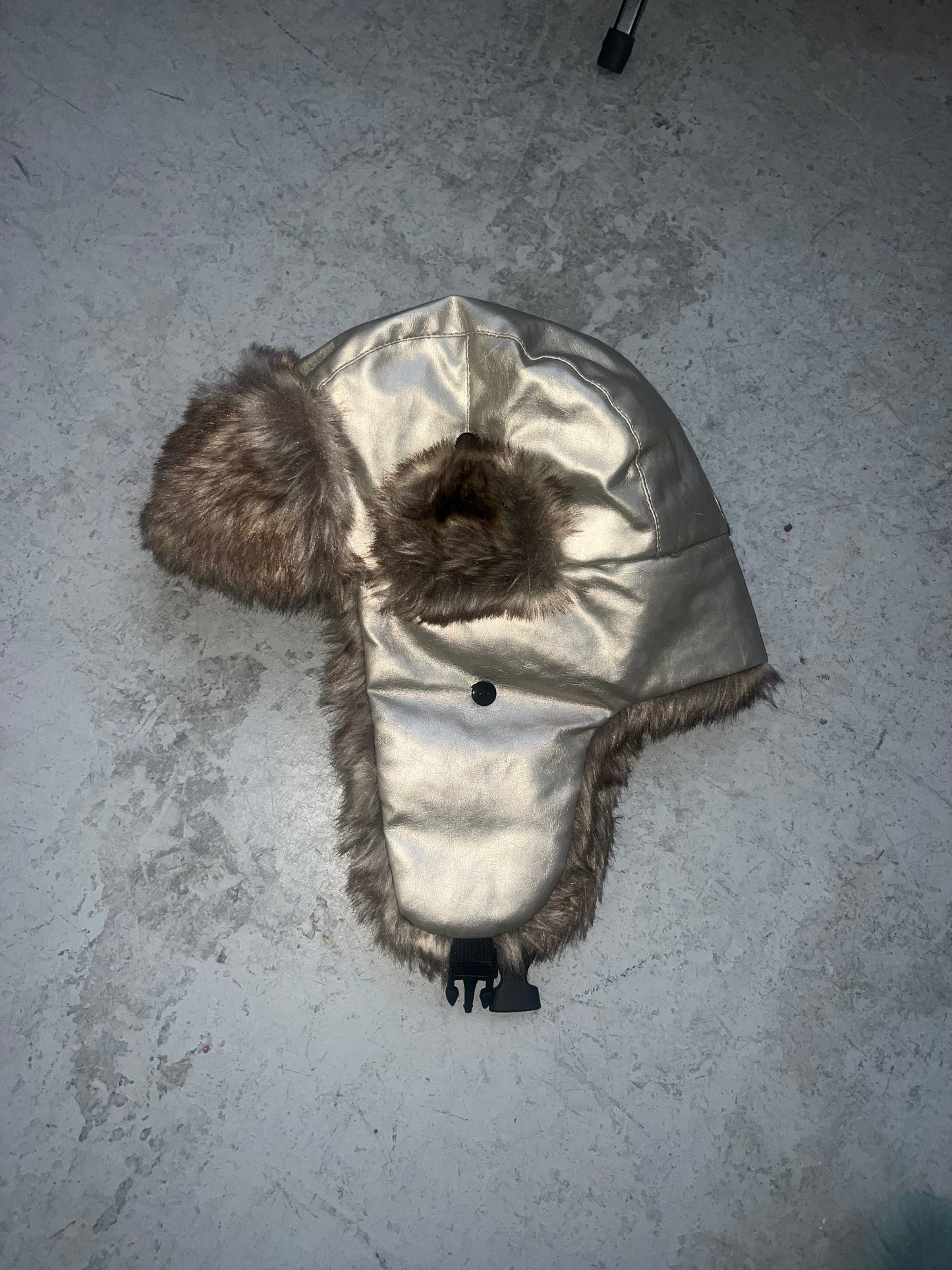 Metallic Faux Fur Hat