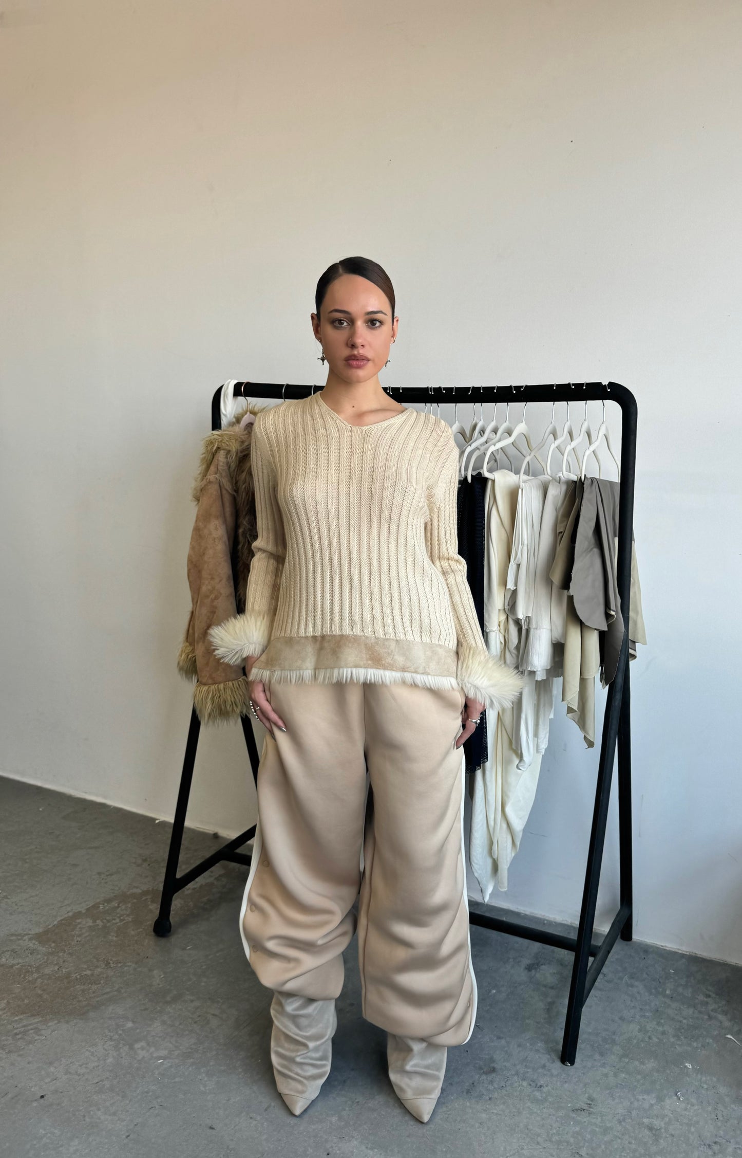 Faux Fur Trim Sweater