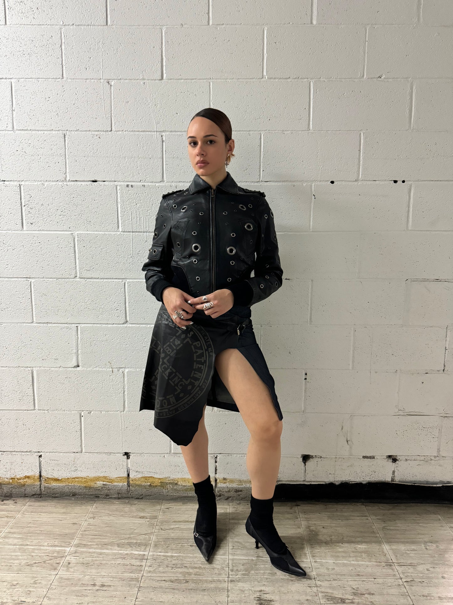 Leather Eyelet Jacket