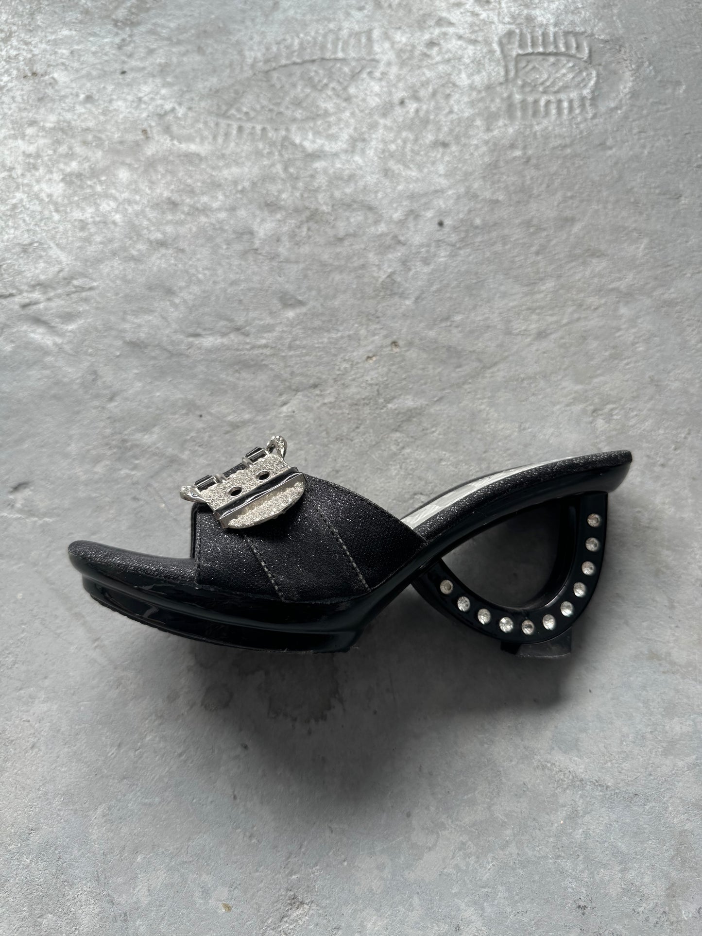 Y2K Denim Rhinestone Heels Size 8