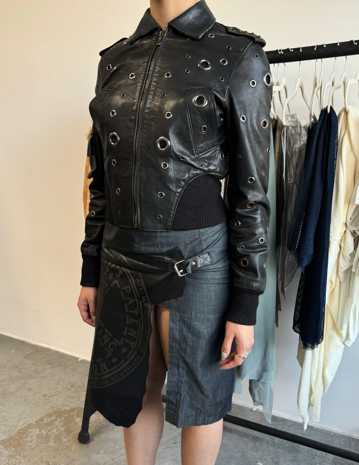 Leather Eyelet Jacket