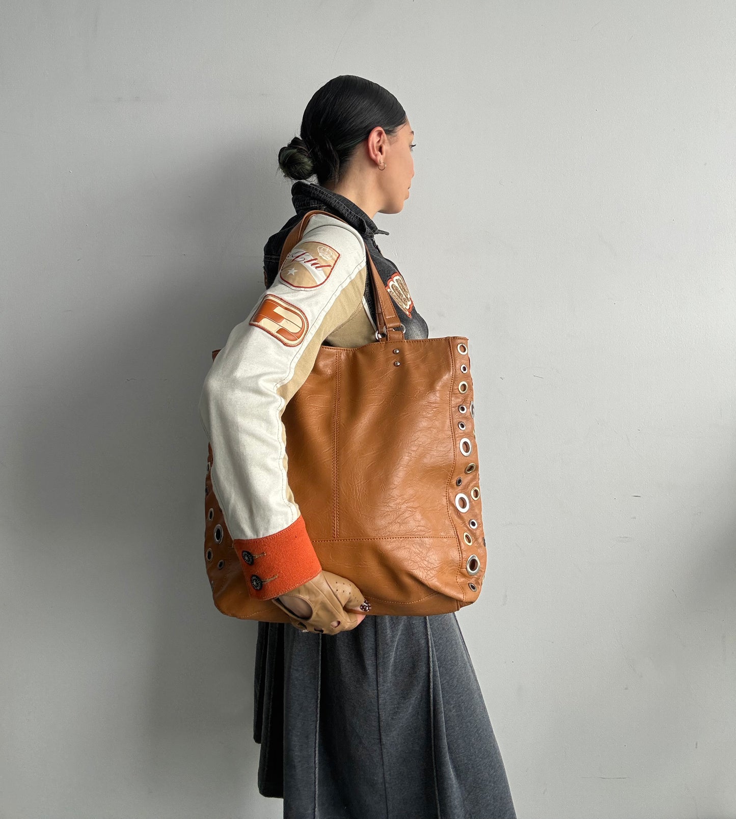 Faux Leather Eyelet Purse
