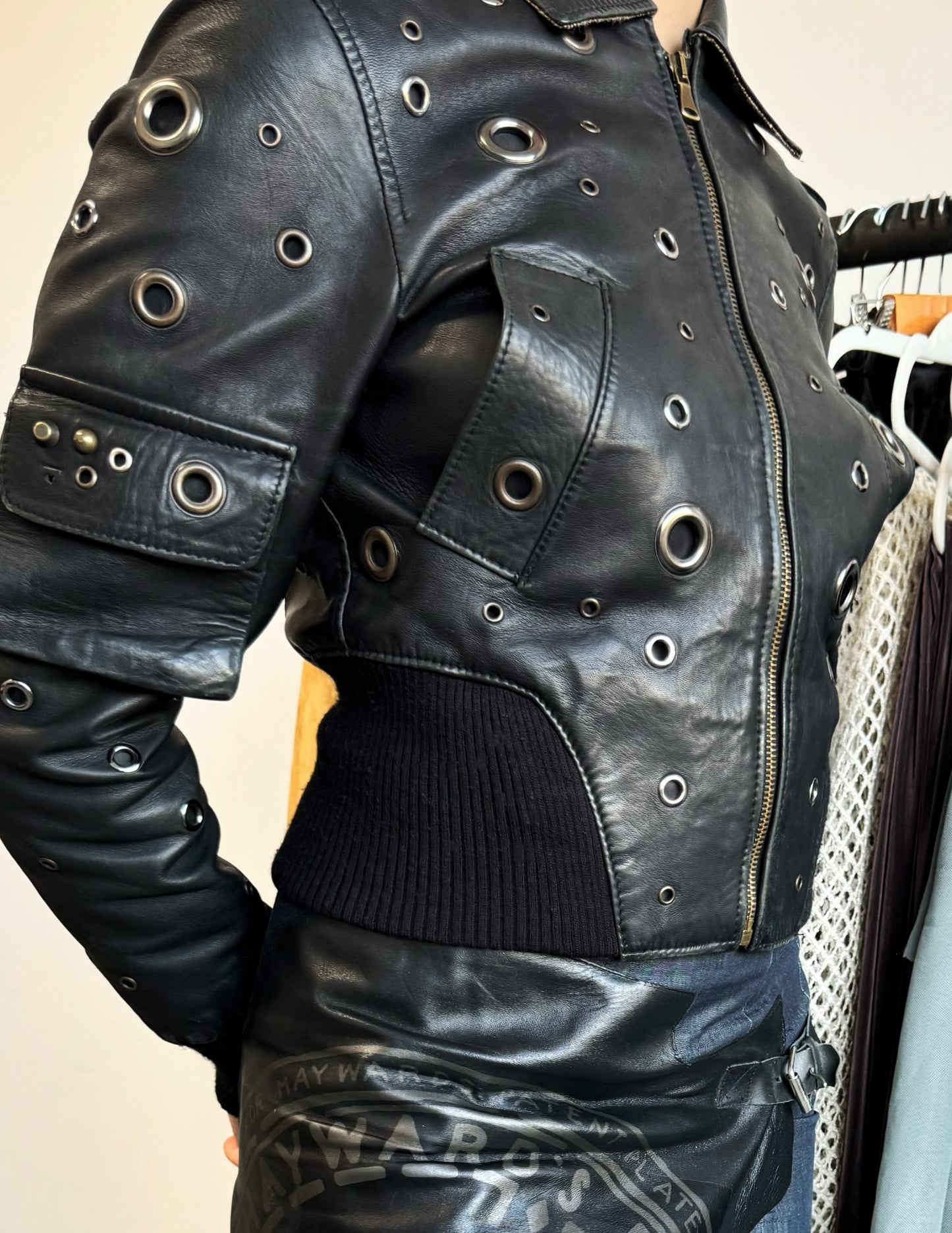Leather Eyelet Jacket