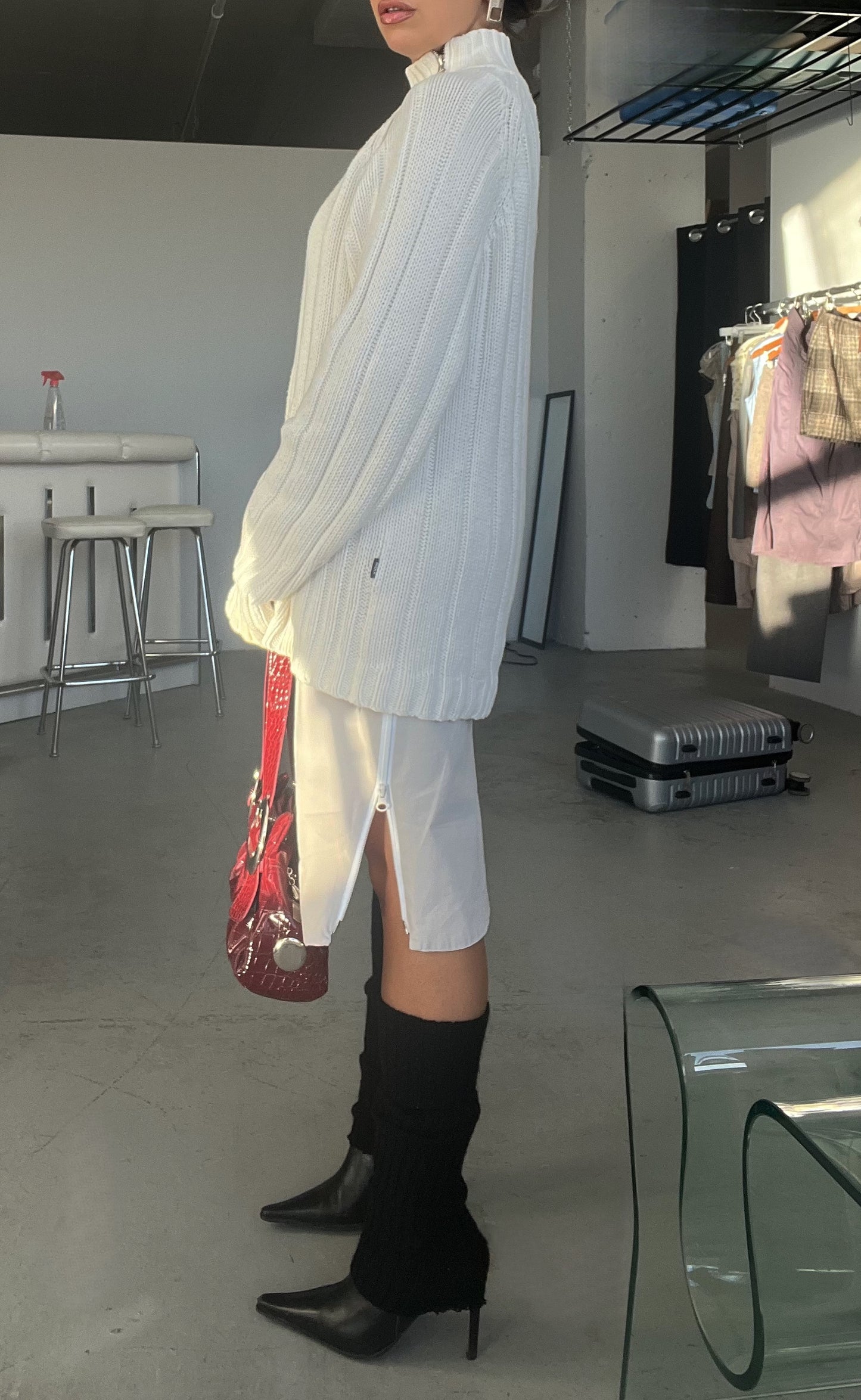 Sporty Double Zip Midi Skirt