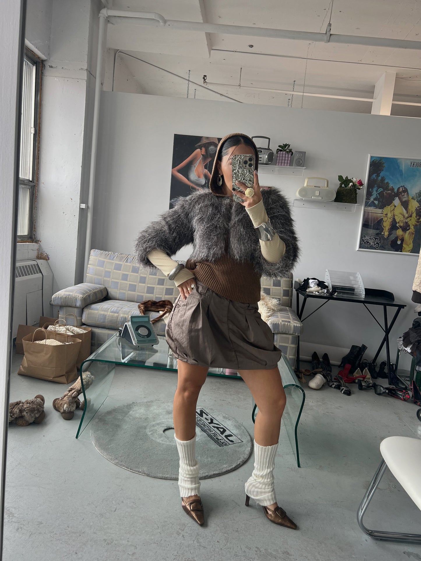 Cropped Faux Fur Jacket