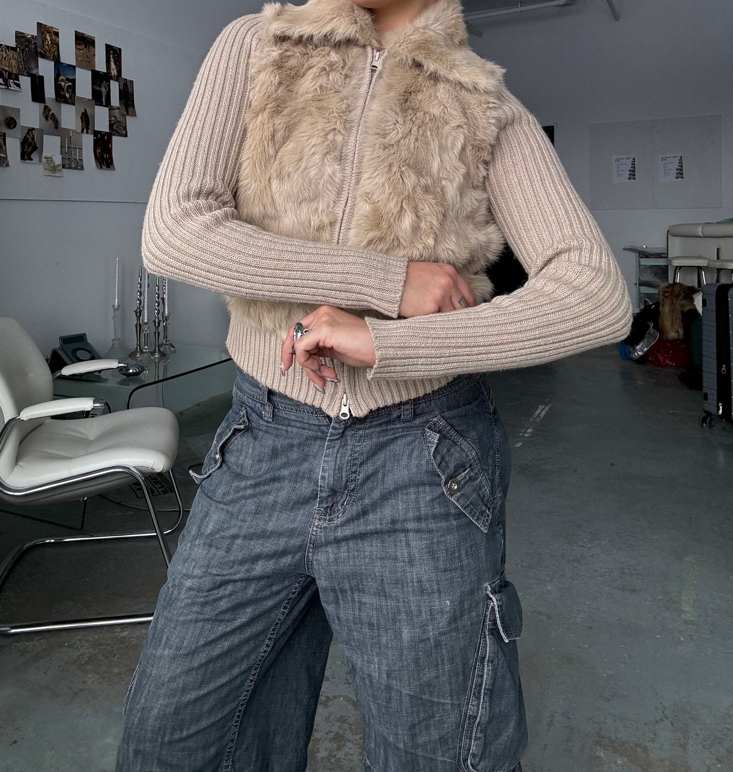 Rabbit Fur Double Zip