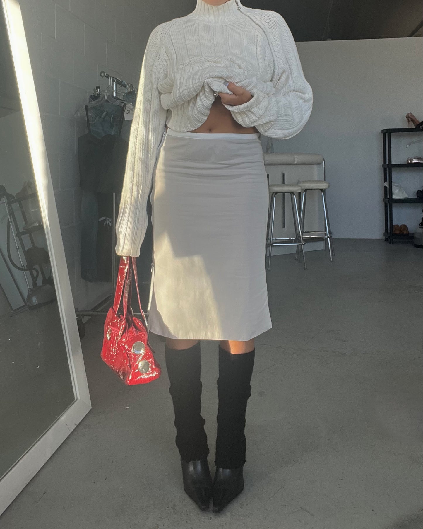 Sporty Double Zip Midi Skirt