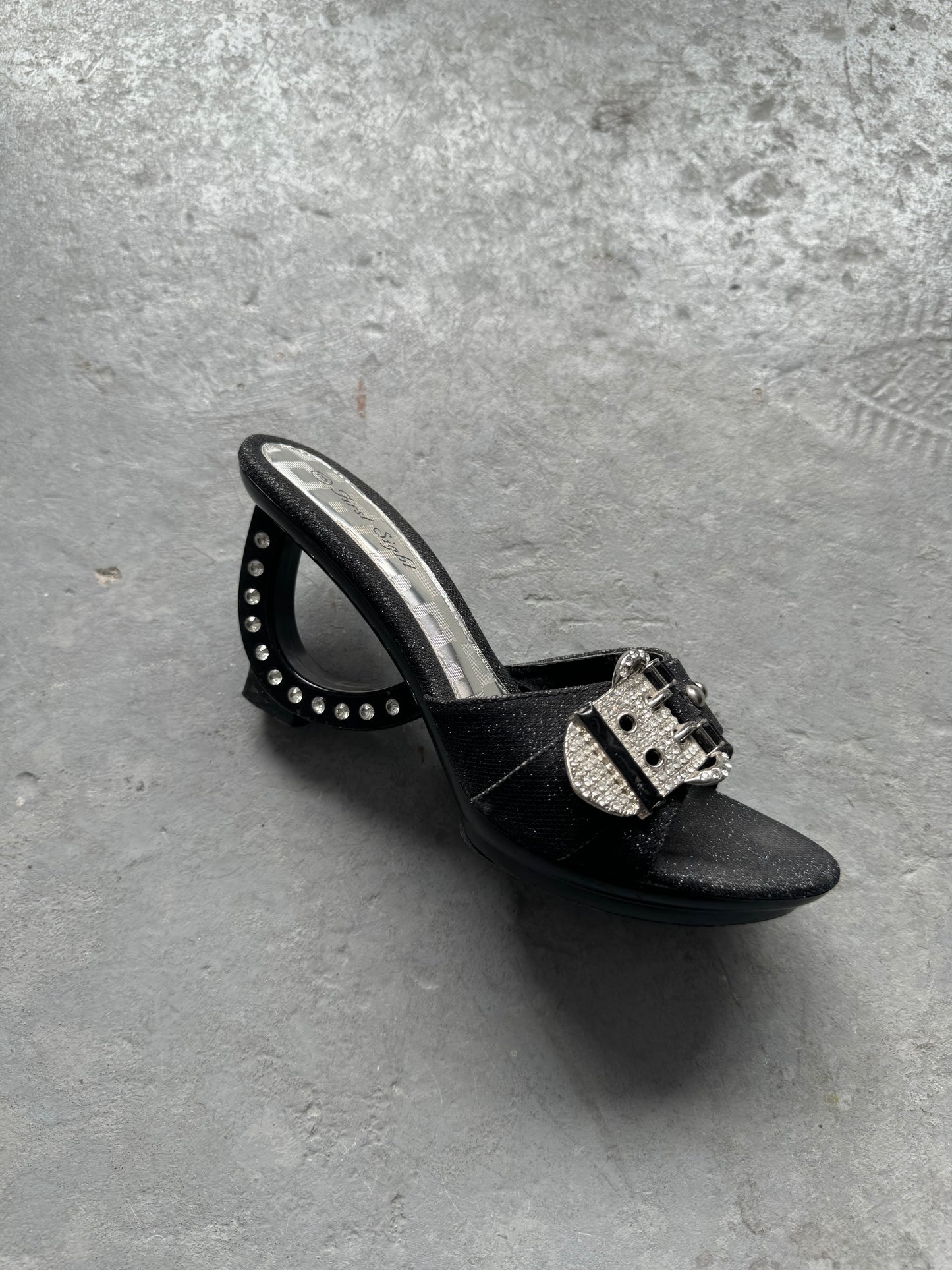 Y2K Denim Rhinestone Heels Size 8