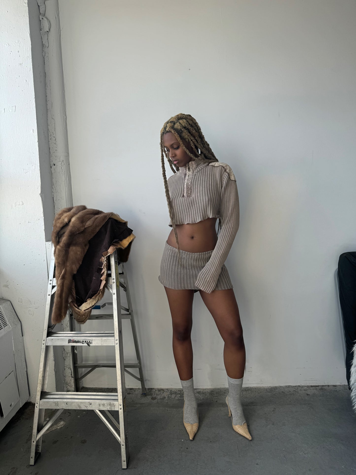 Reworked Hoodie Set in Sand