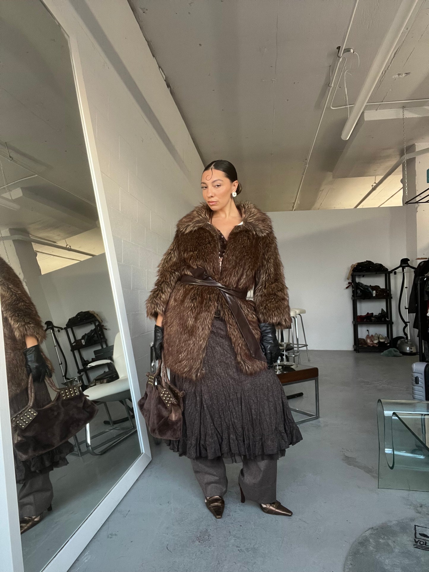 Brown Faux Fur Jacket