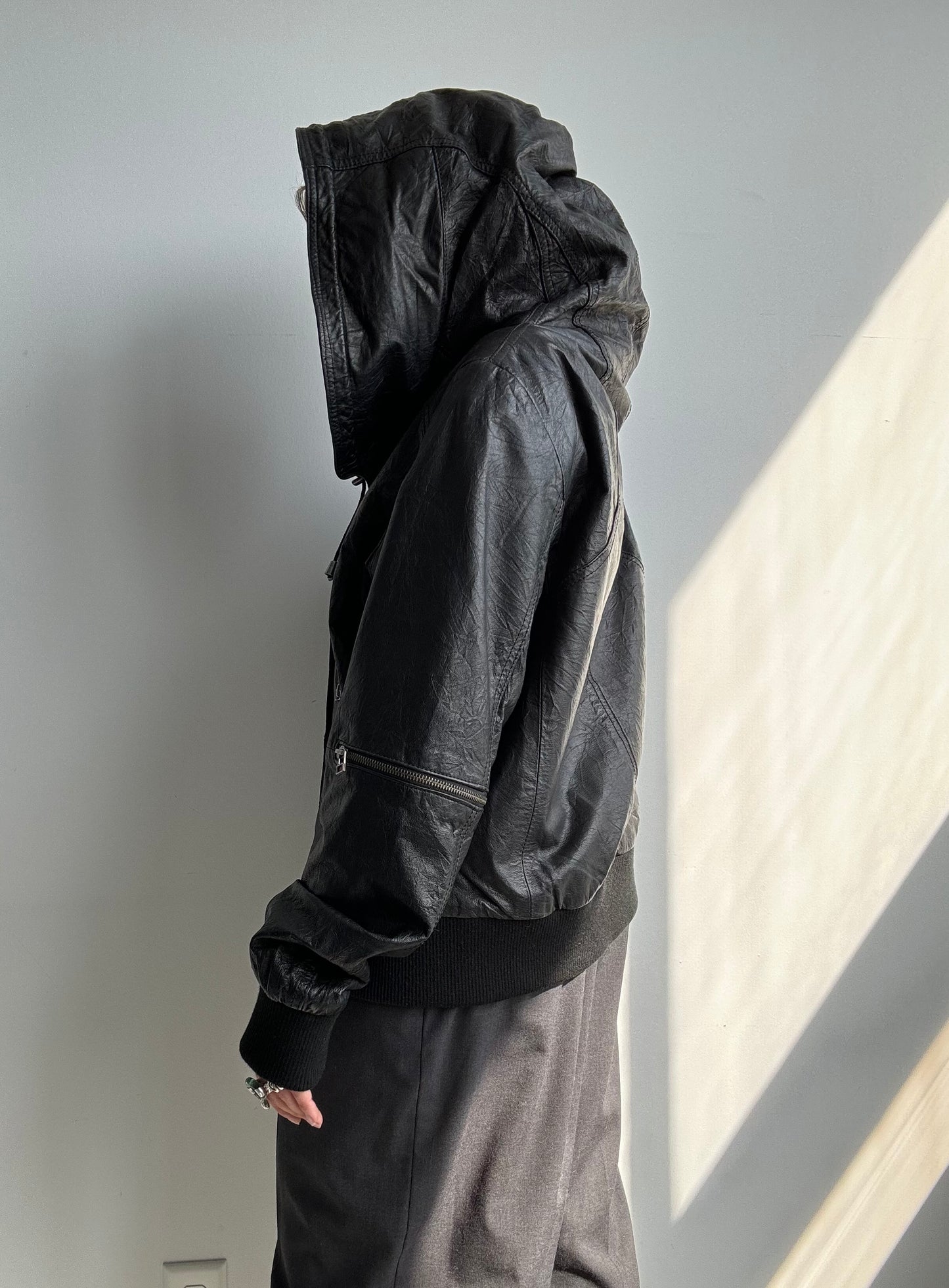 Danier Hooded Stud Leather Jacket
