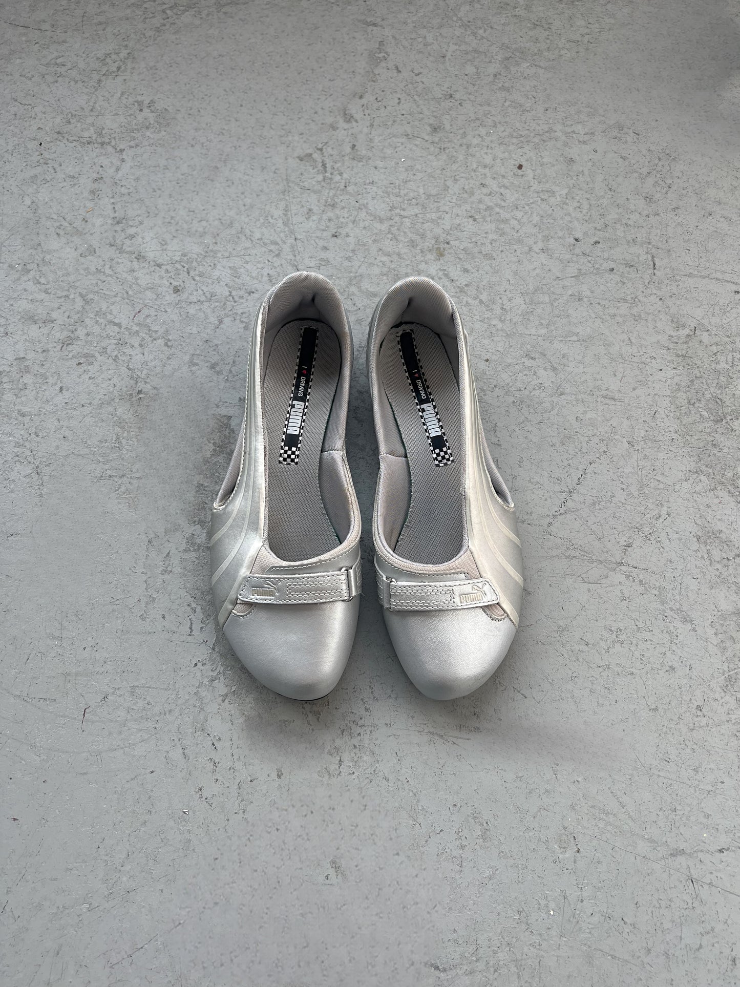 Silver Puma Ballet Flats Size 8/8.5