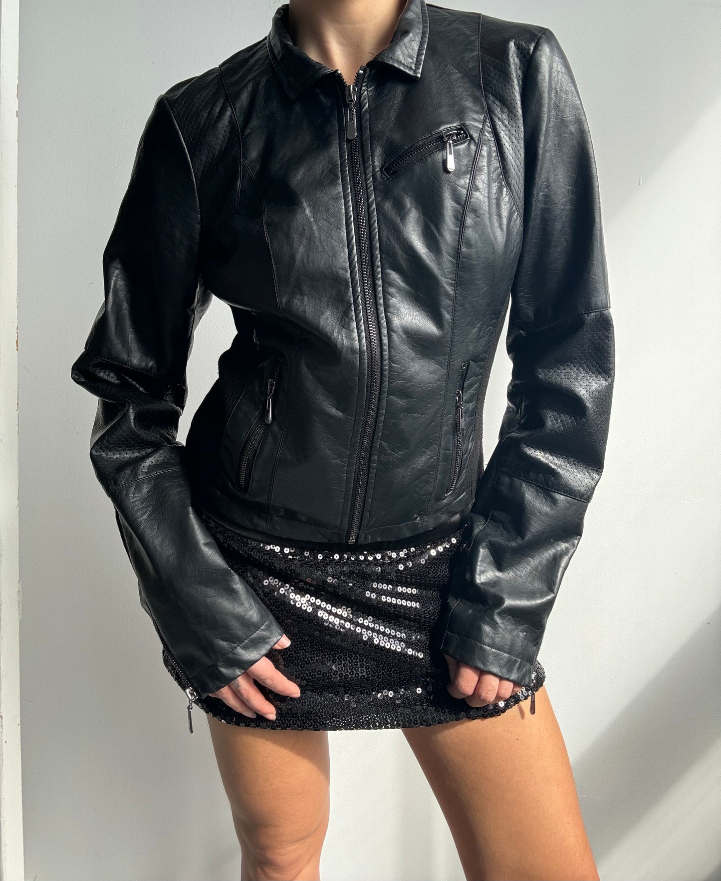 Faux Leather Moto Jacket S/M