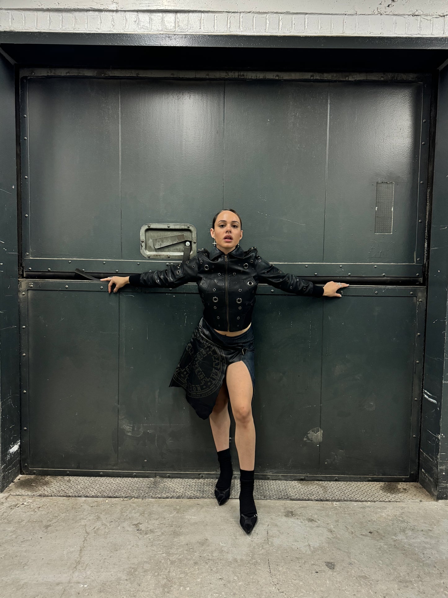 Leather Eyelet Jacket
