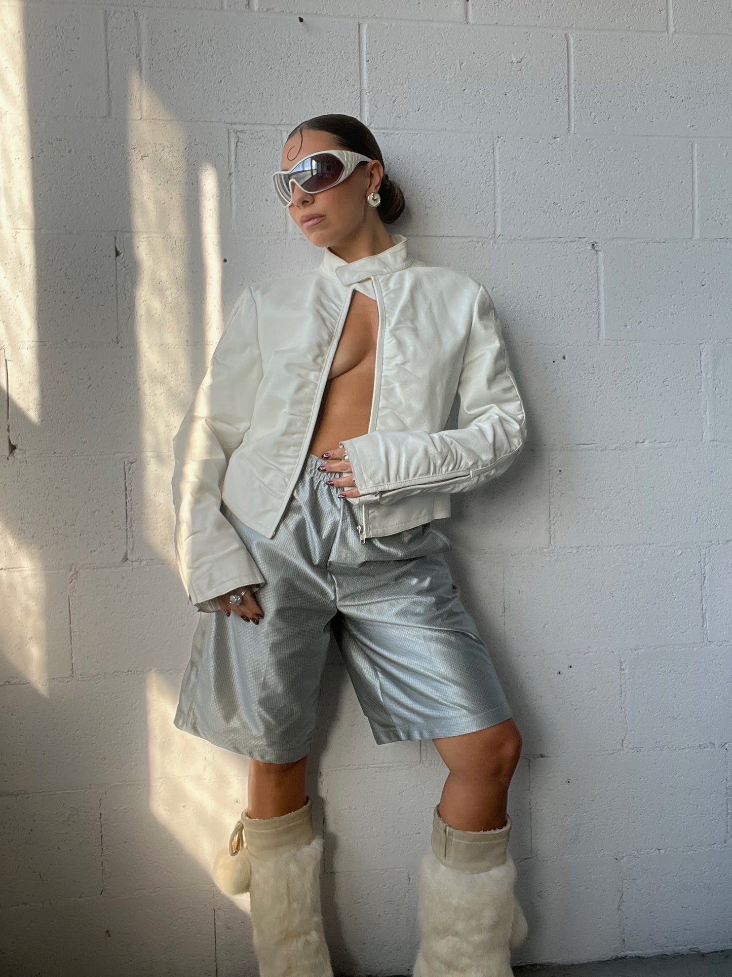 Ruched Leather Jacket