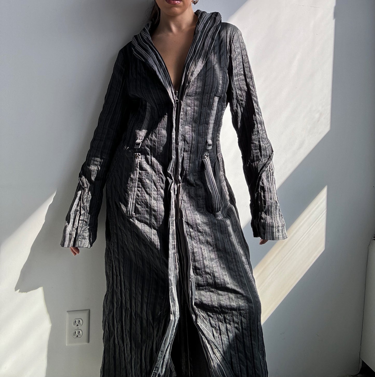 Double Zip Striped Jacket/Dress