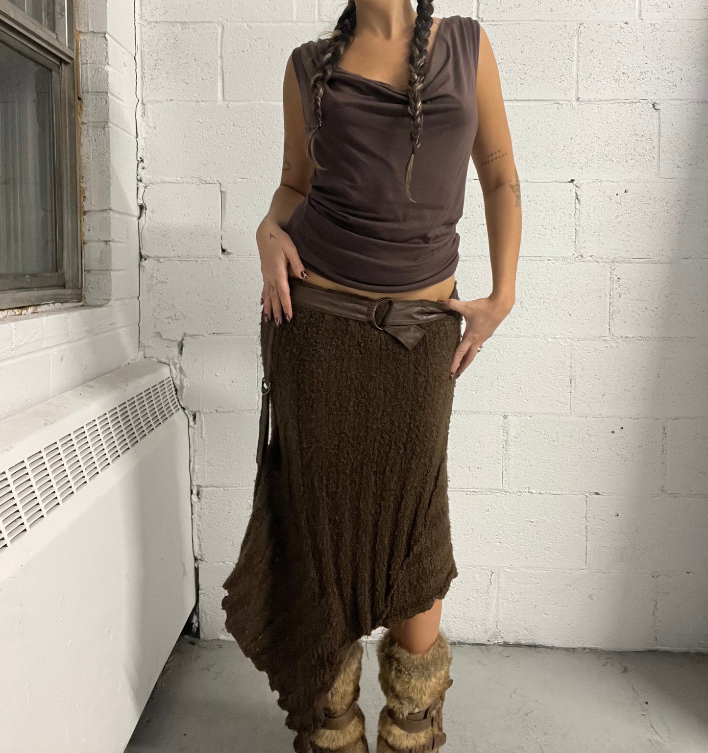 Asymmetric Knit Skirt