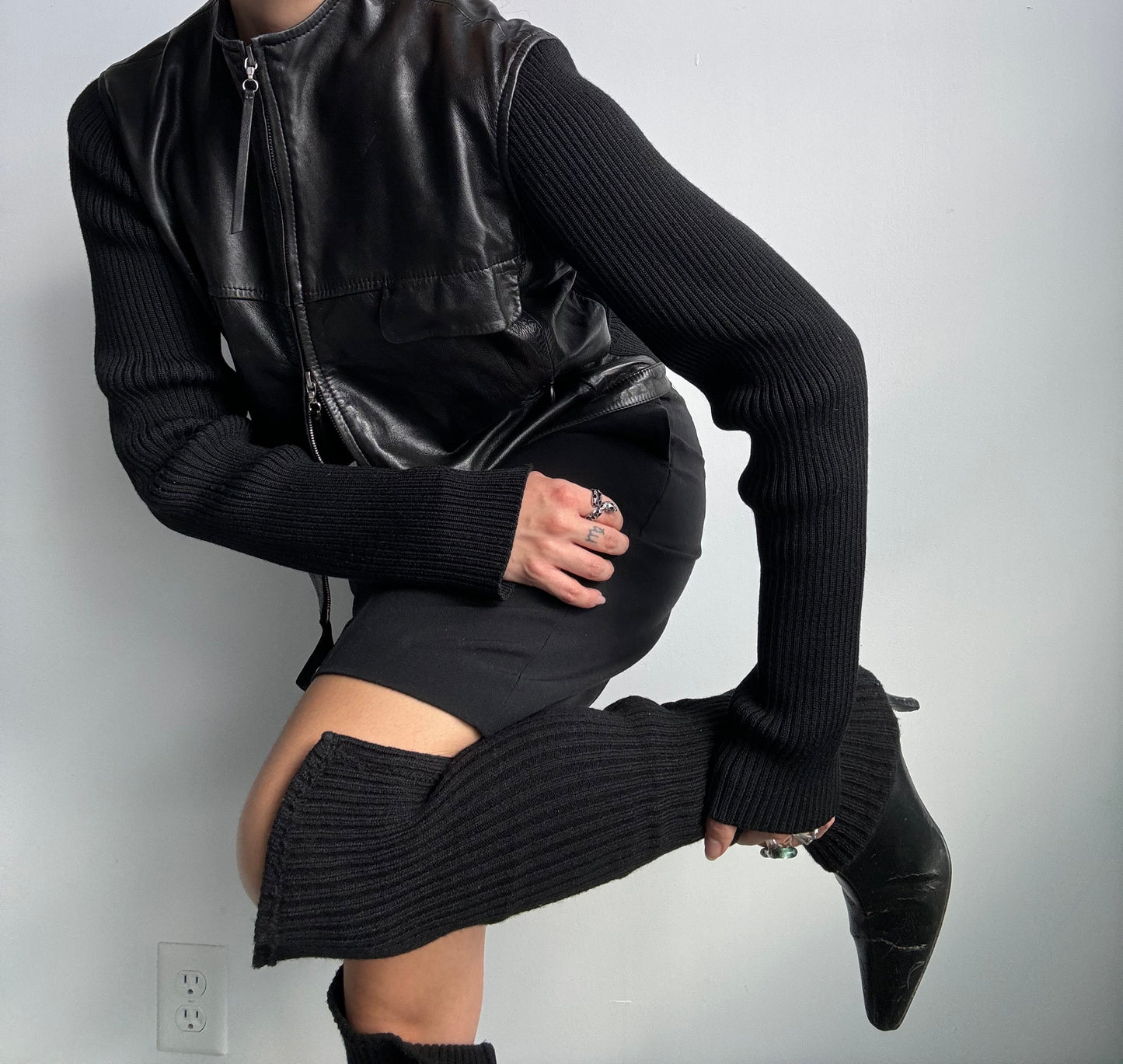 Italian Leather & Virgin Wool Double Zip