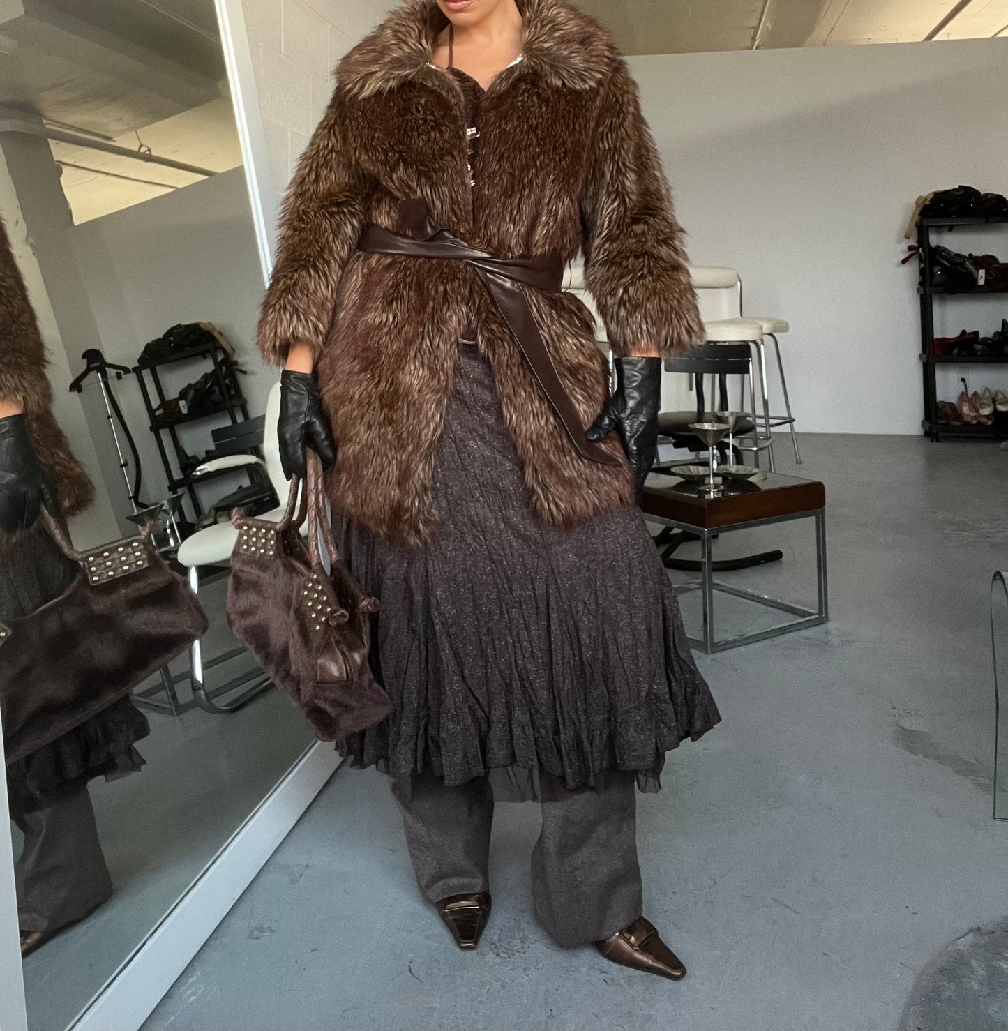 Brown Faux Fur Jacket