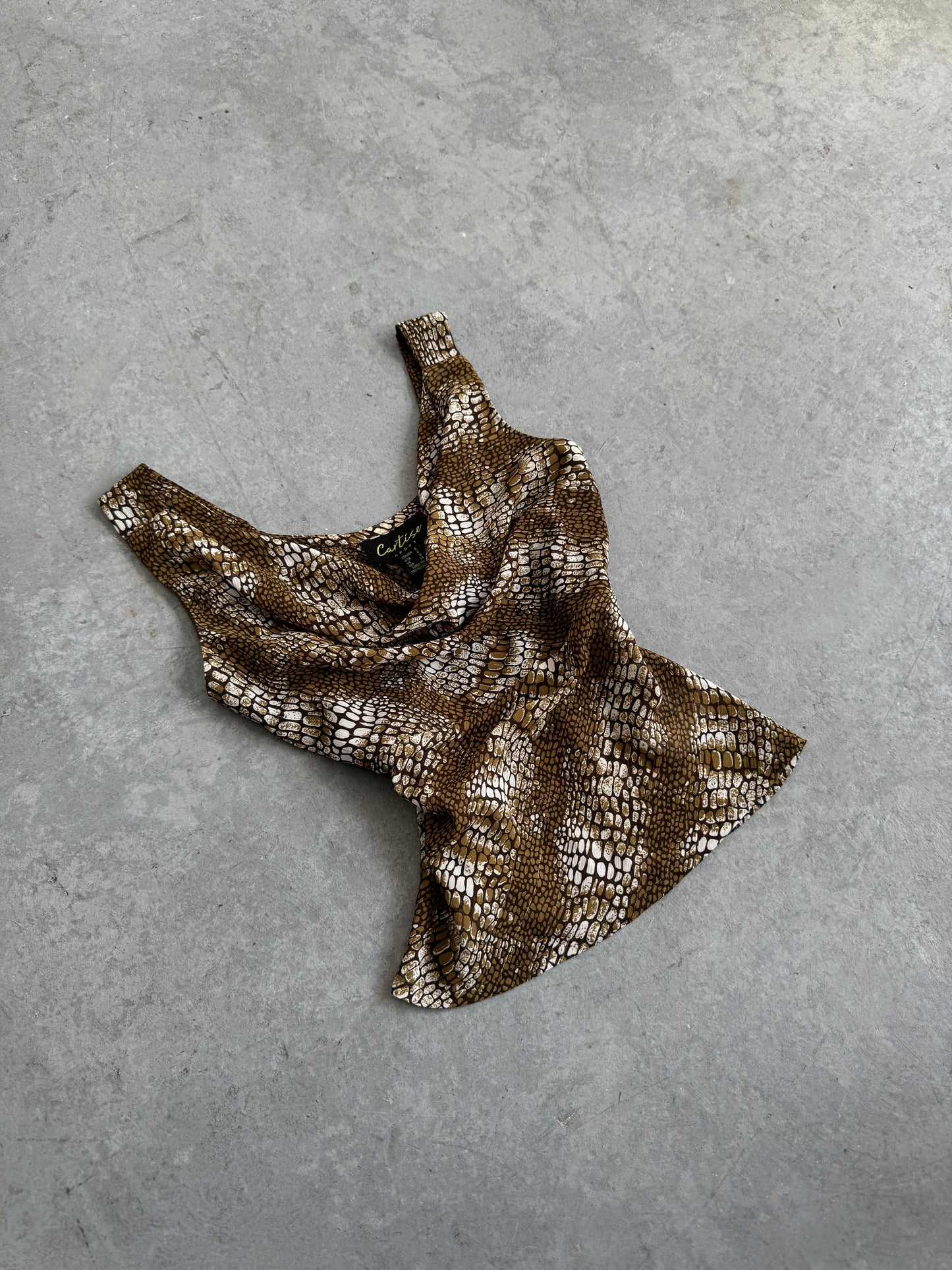 Snake Print Cowl Neck Top