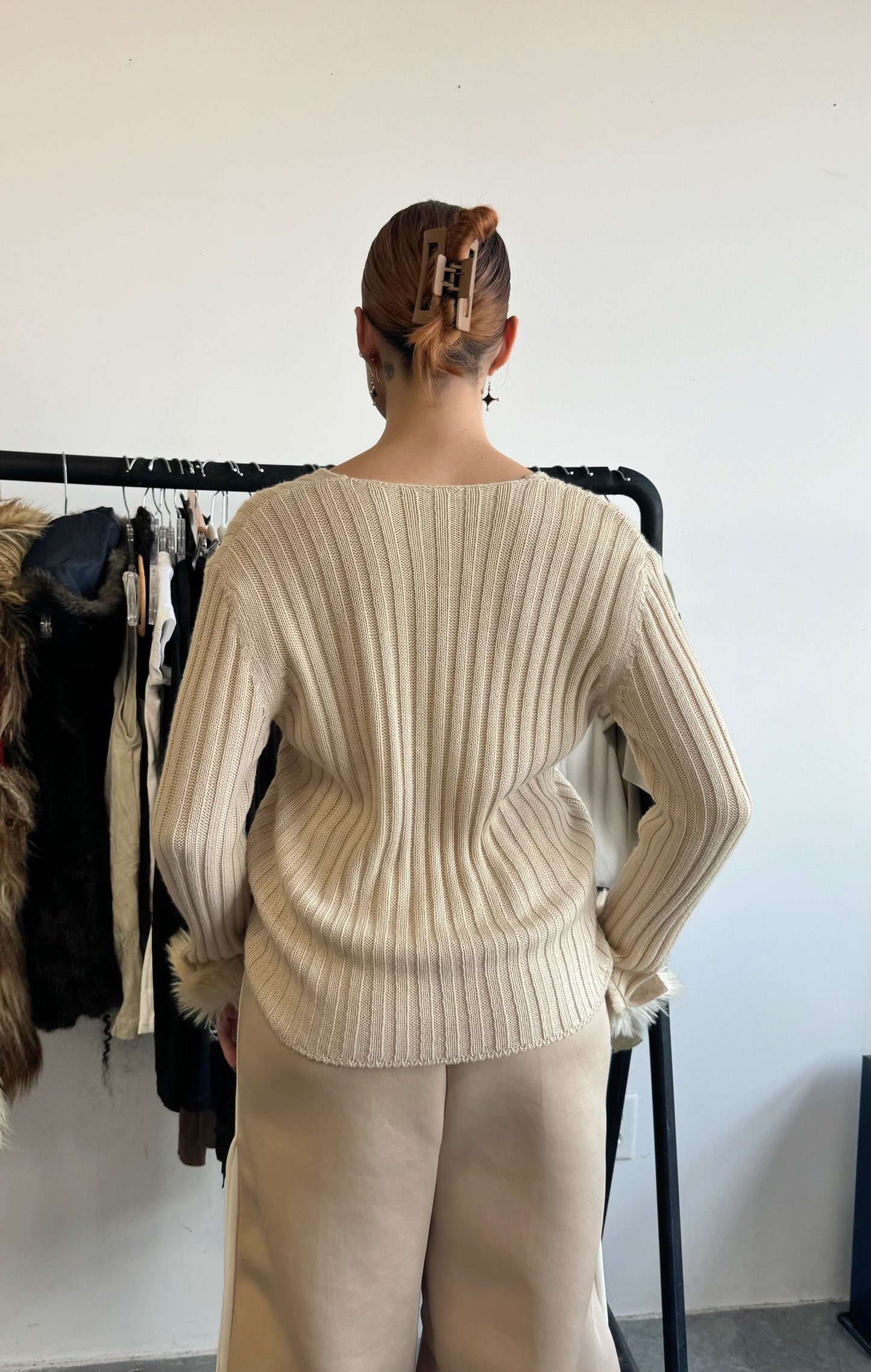 Faux Fur Trim Sweater