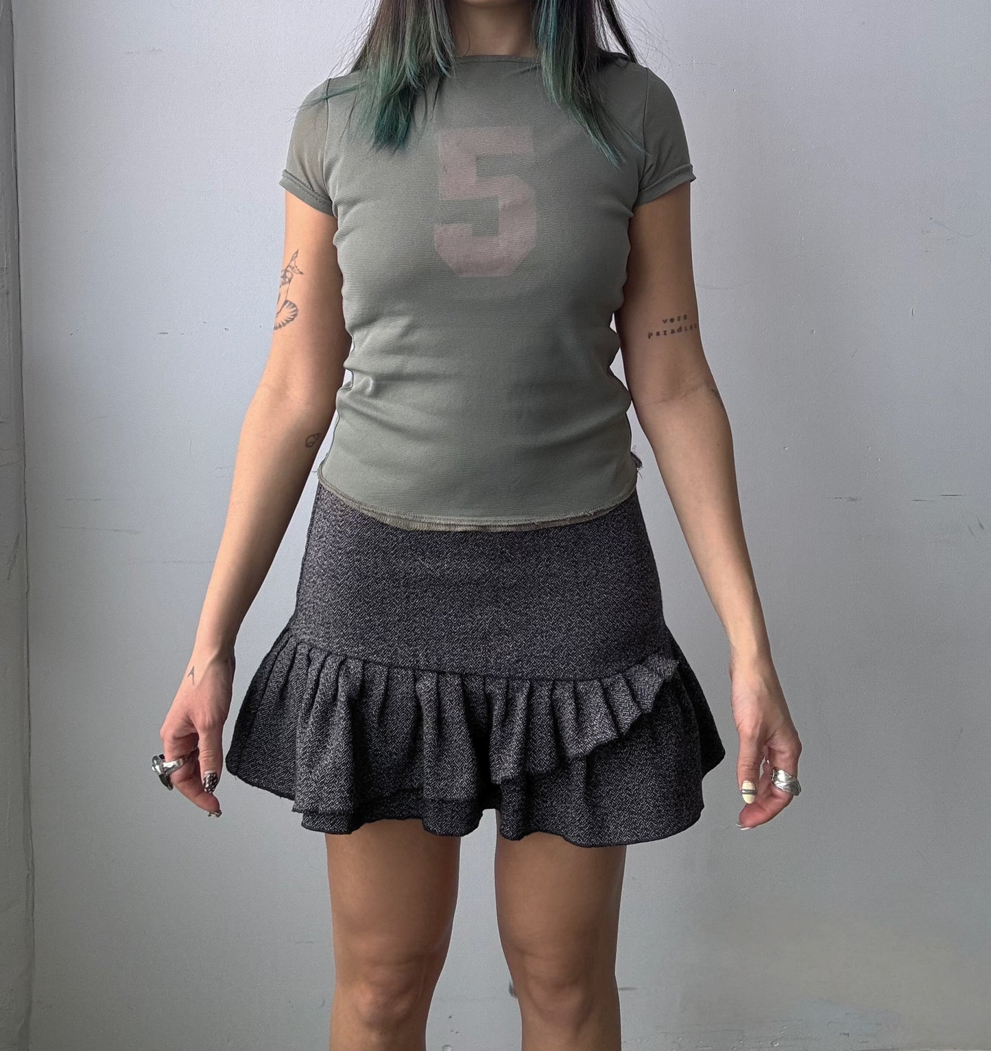 Ruffle Mini Knit Skirt