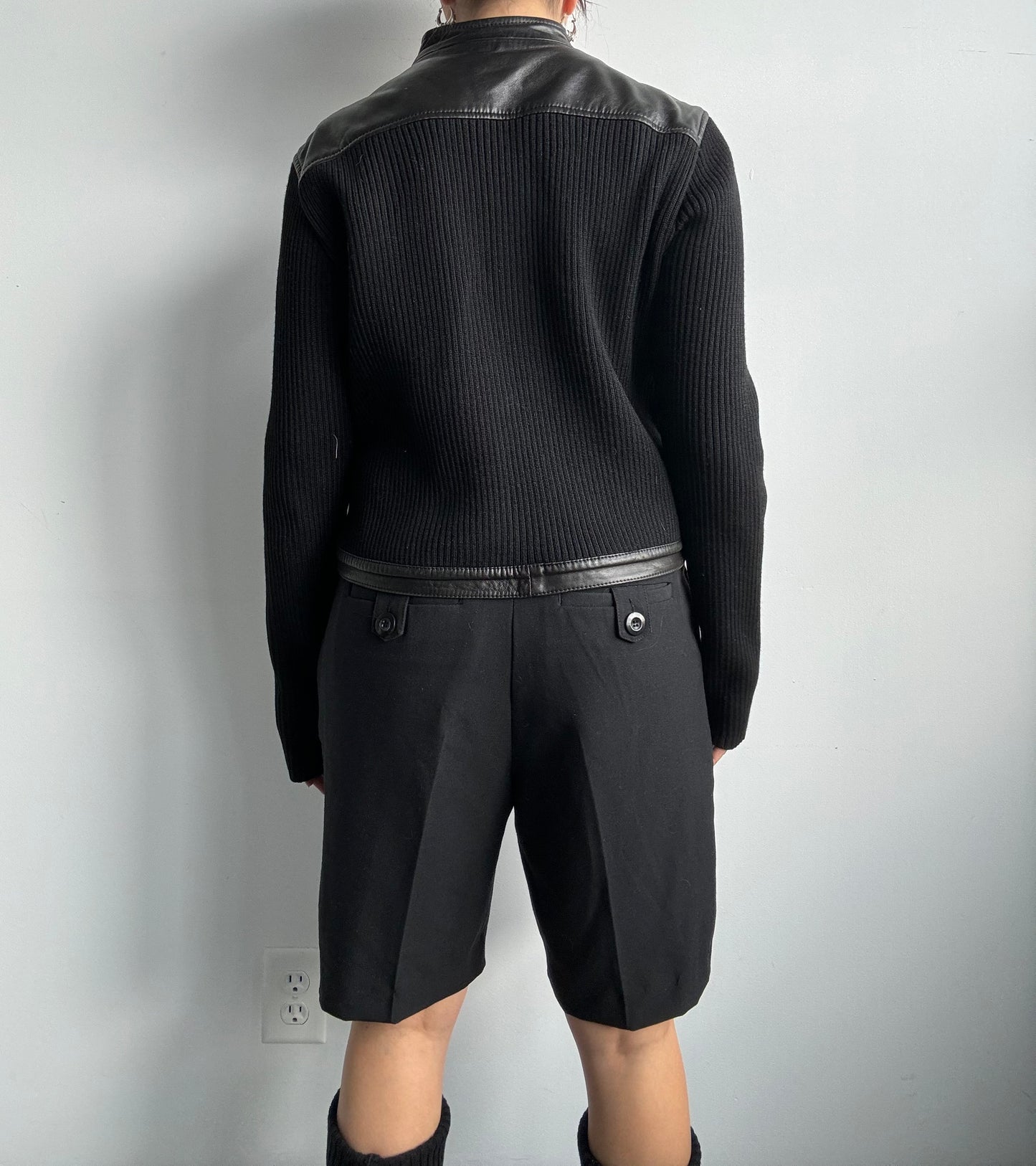 Italian Leather & Virgin Wool Double Zip