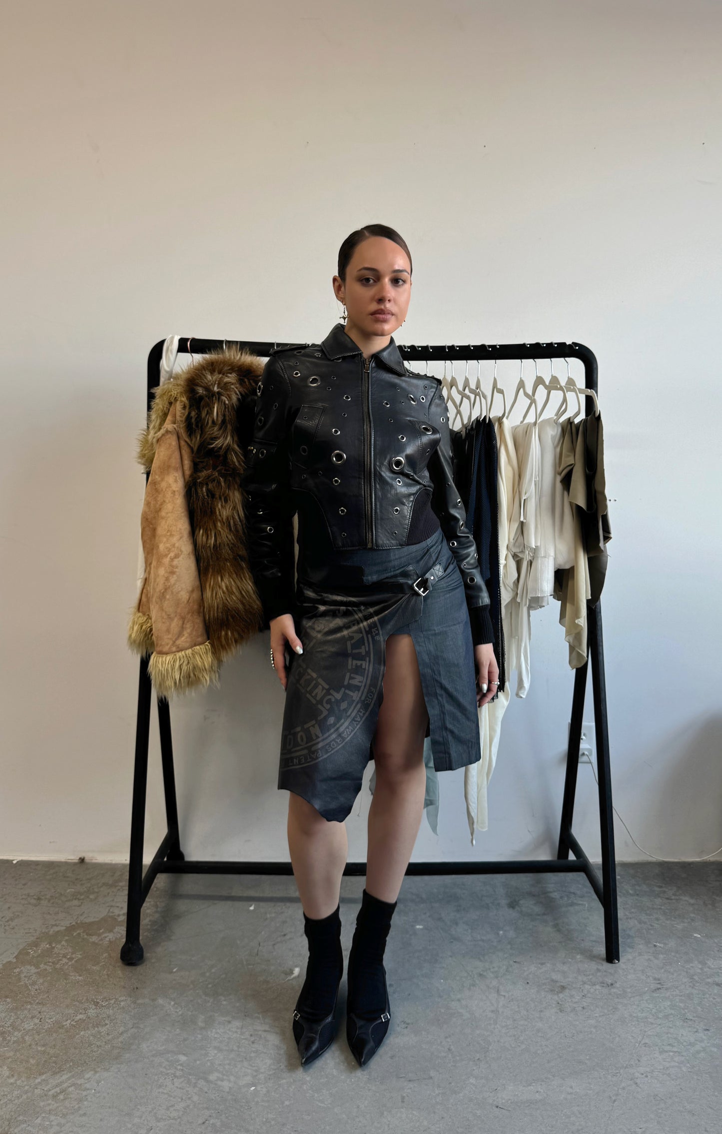 Leather Eyelet Jacket
