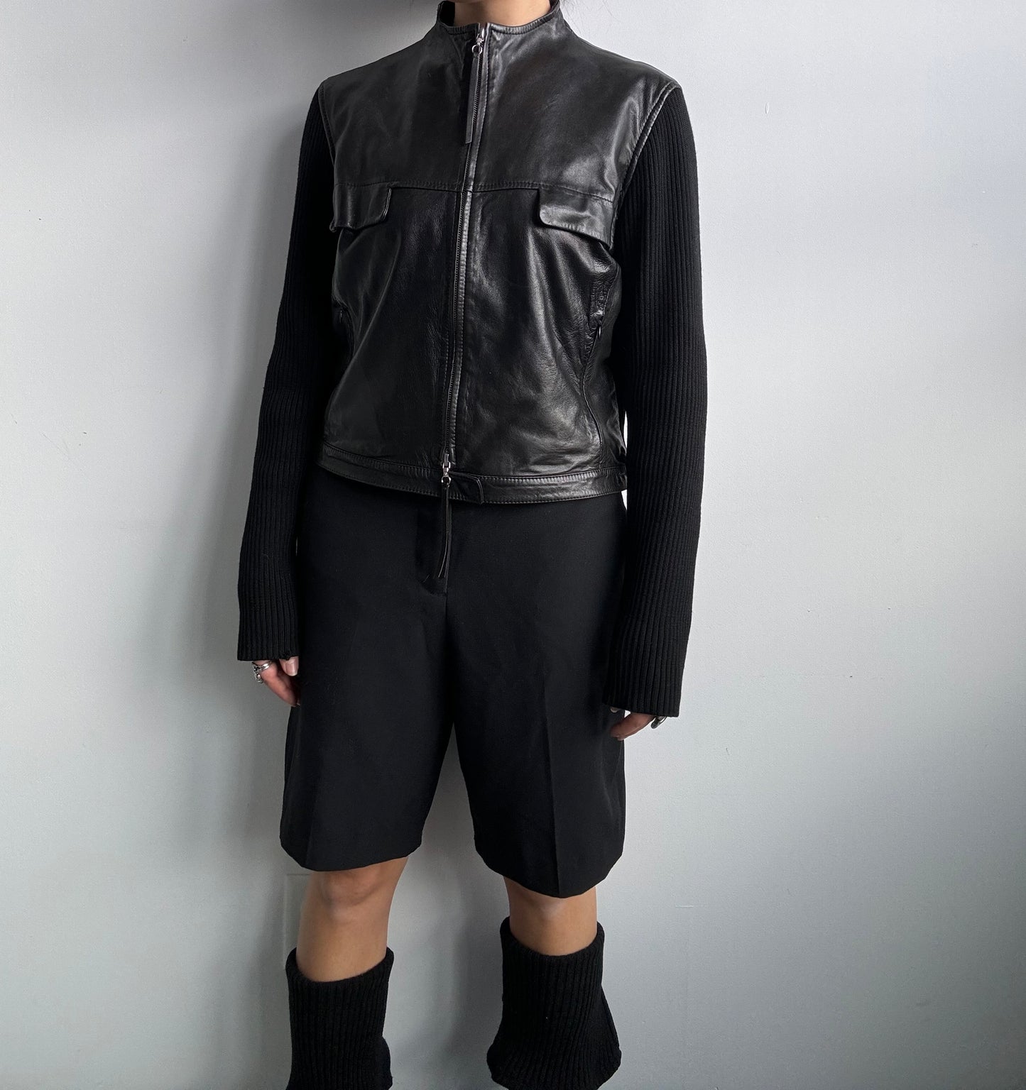 Italian Leather & Virgin Wool Double Zip