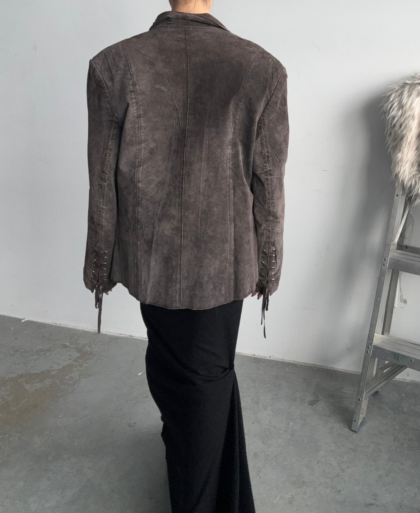 Suede Lace Up Blazer