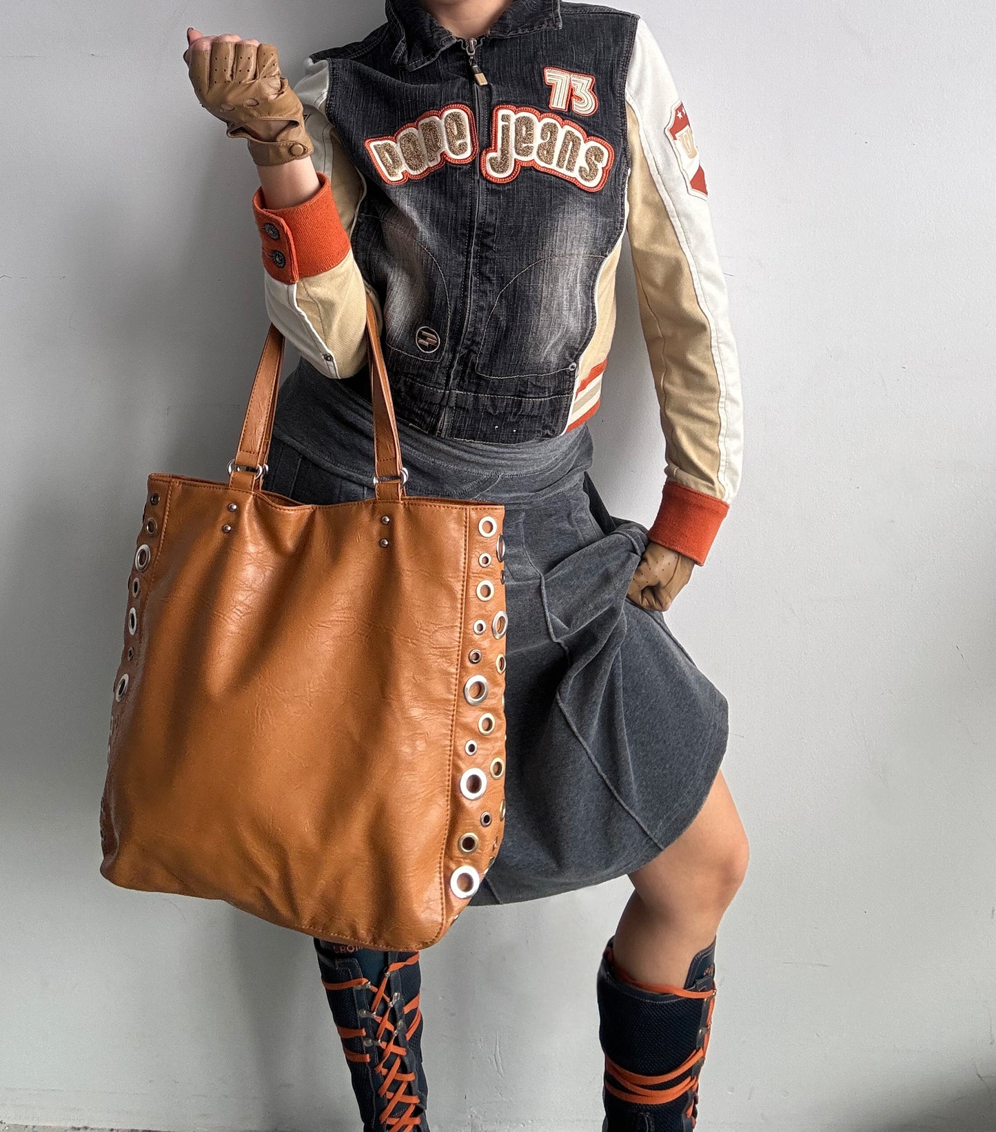 Faux Leather Eyelet Purse