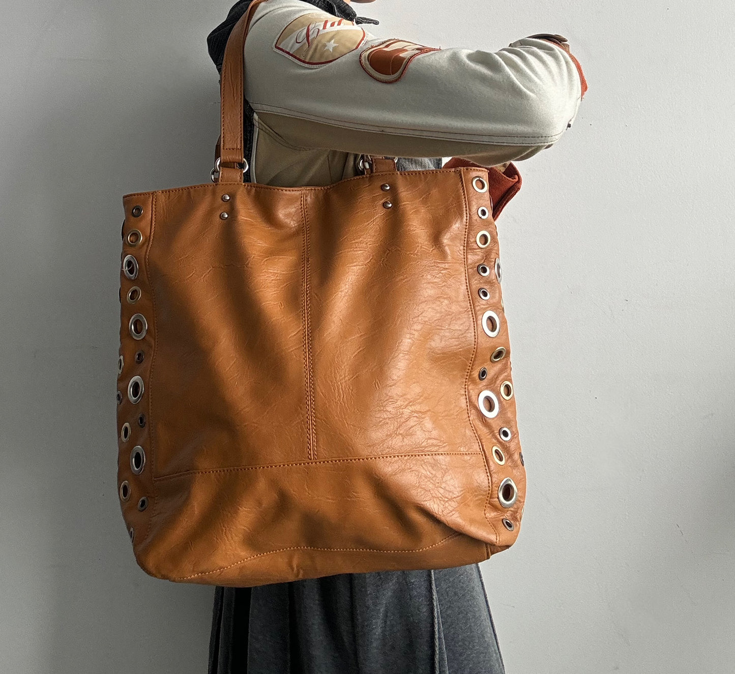 Faux Leather Eyelet Purse