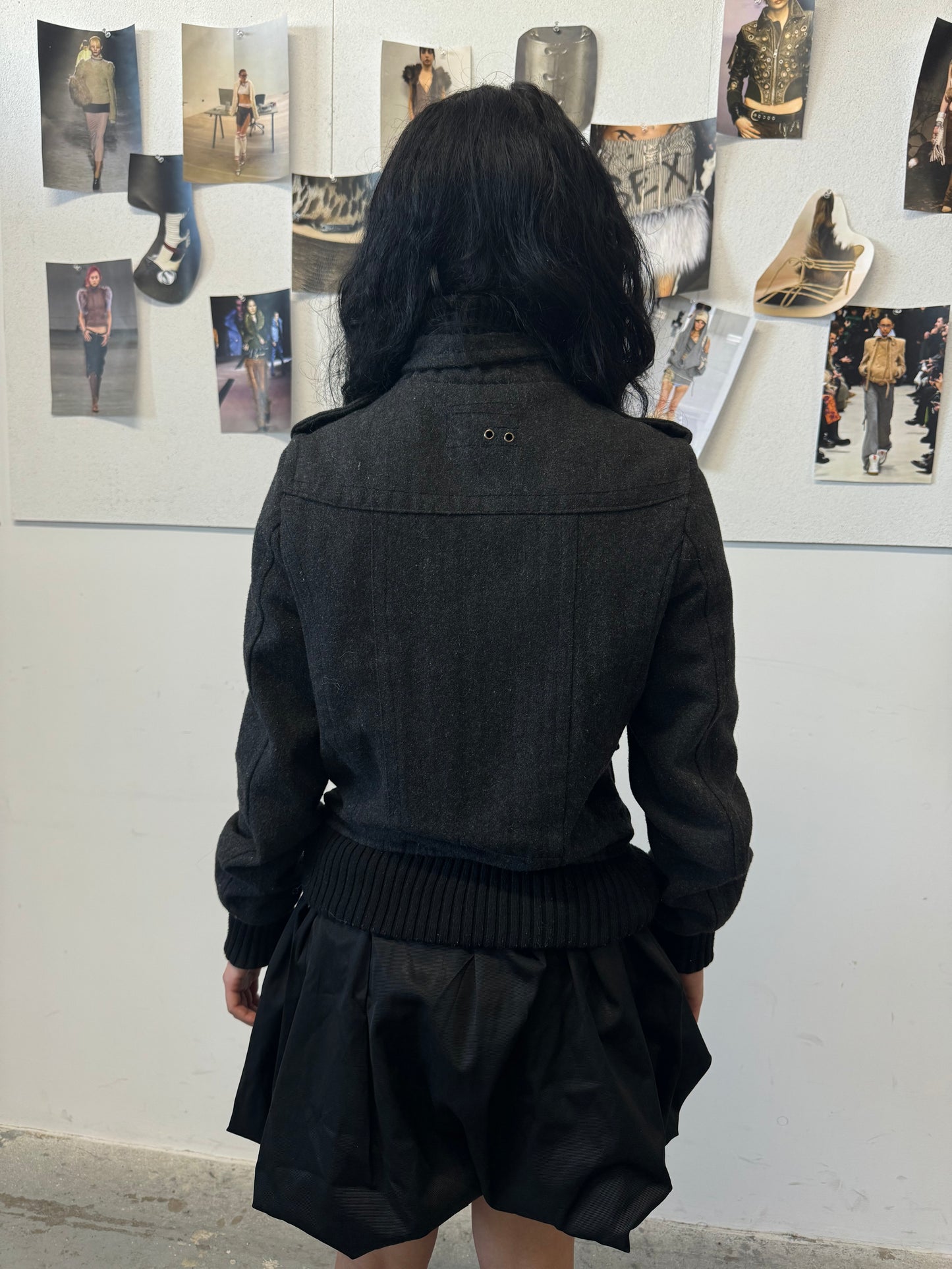 Eyelet Charcoal Wool Jacket
