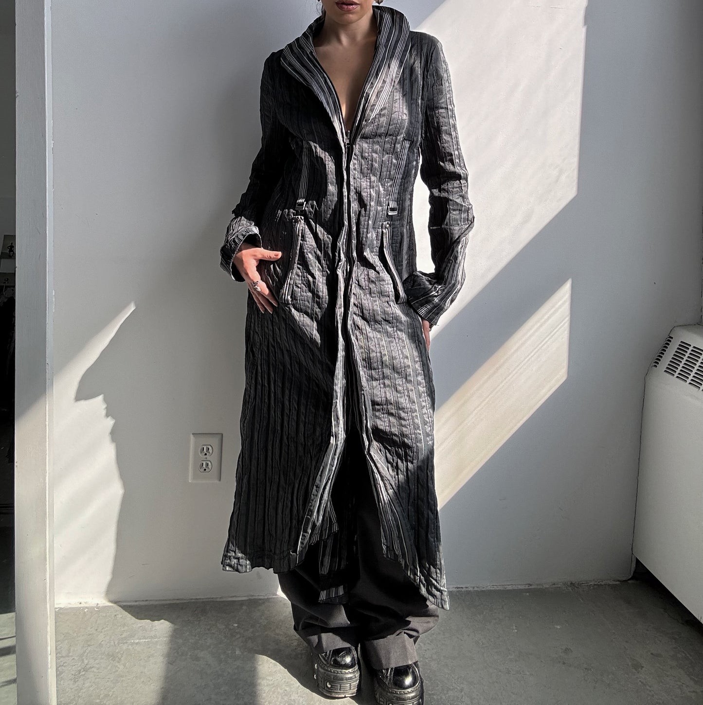 Double Zip Striped Jacket/Dress