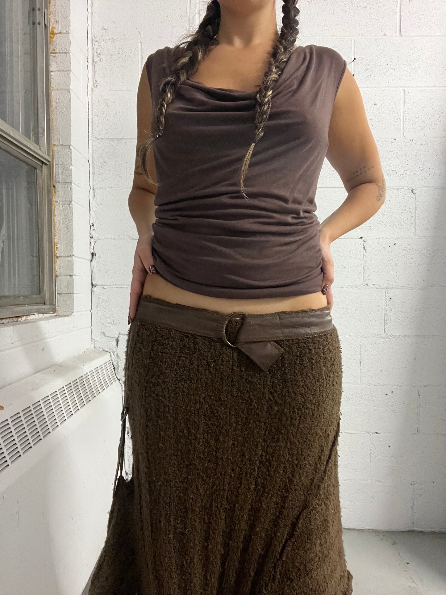 Asymmetric Knit Skirt