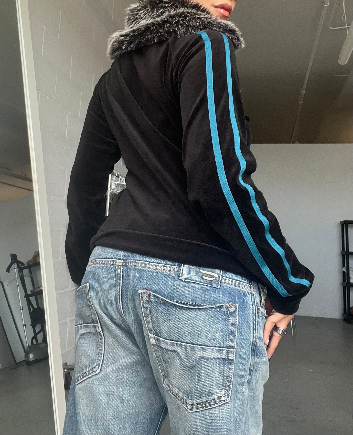 Faux Fur Trim Zip Up