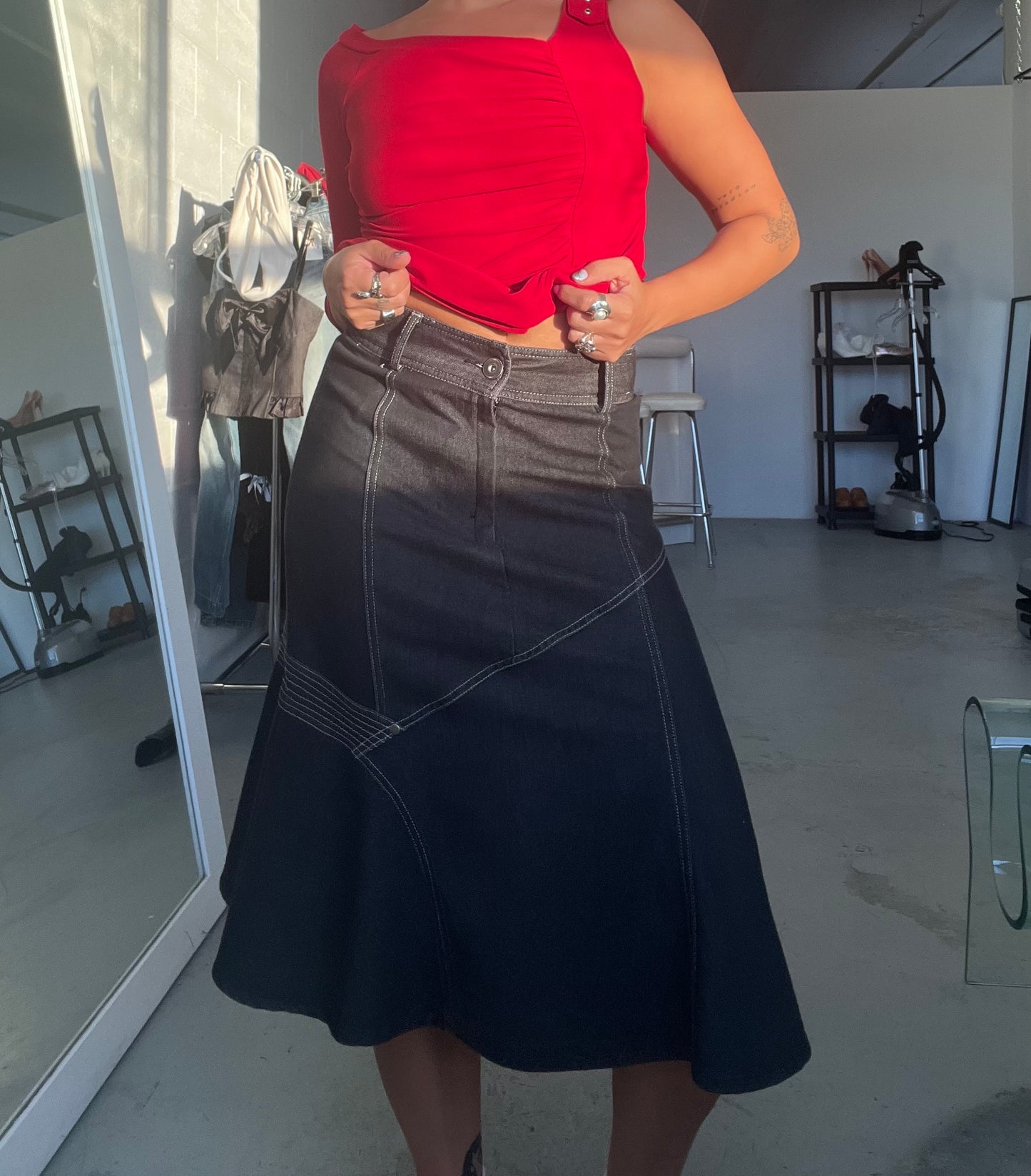 Denim Midi Skirt