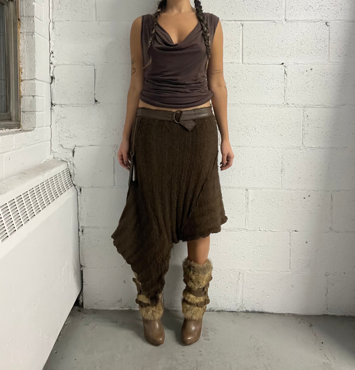 Asymmetric Knit Skirt