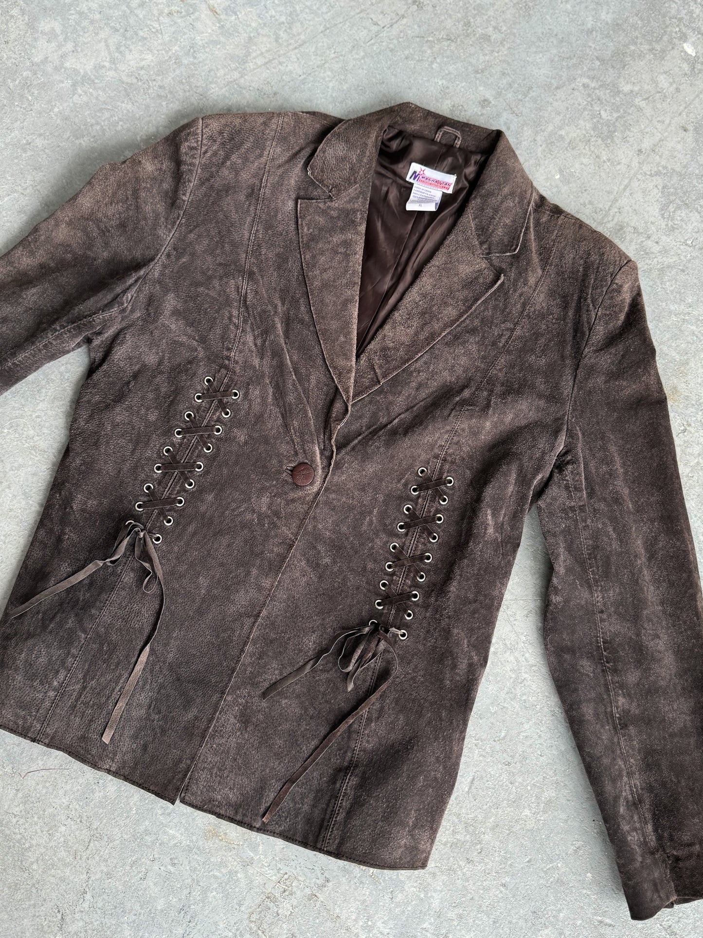 Suede Lace Up Blazer