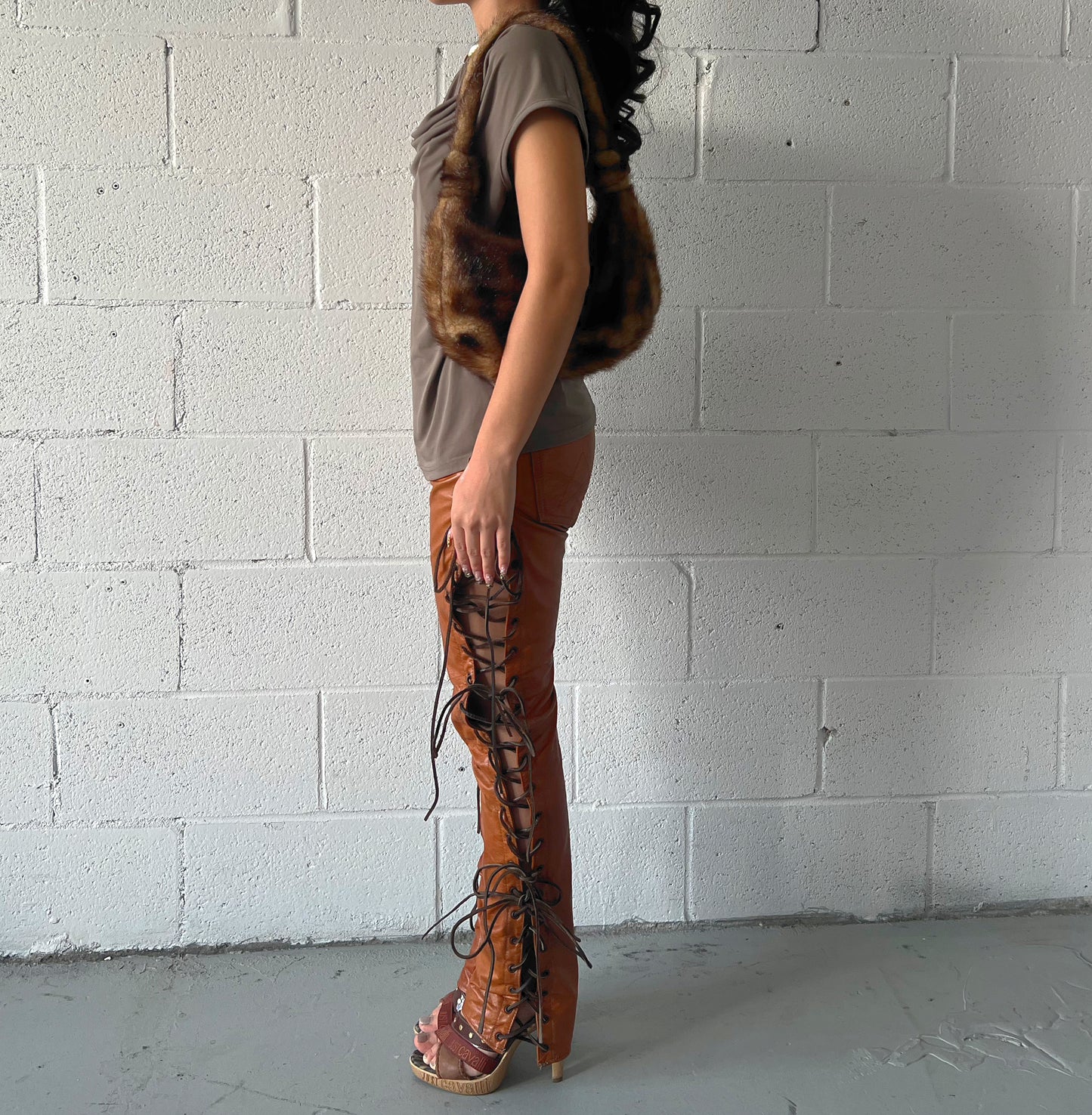 Vintage Leather Tie Up Pants