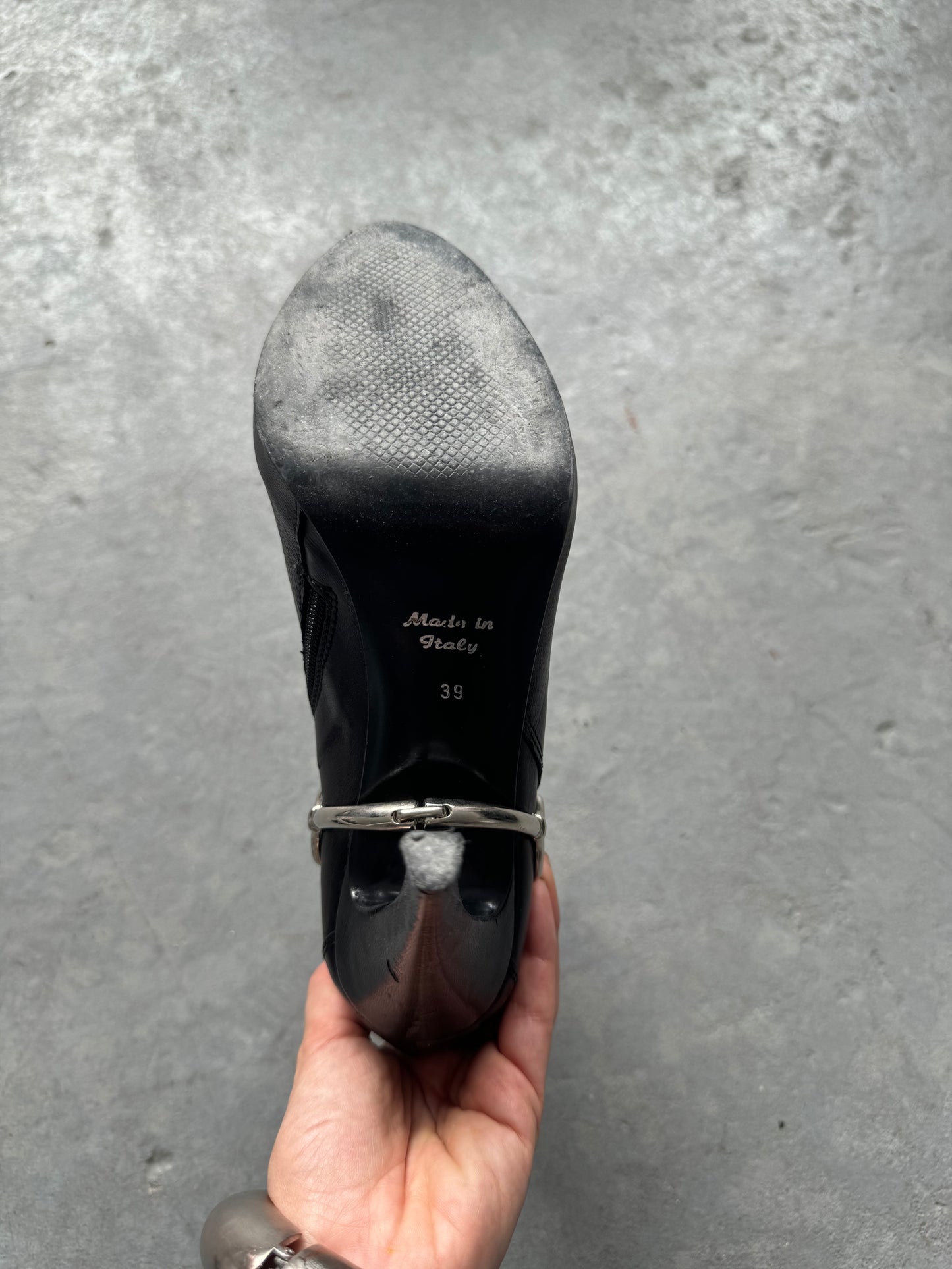 Leather Heeled Buckle Boots Size 9