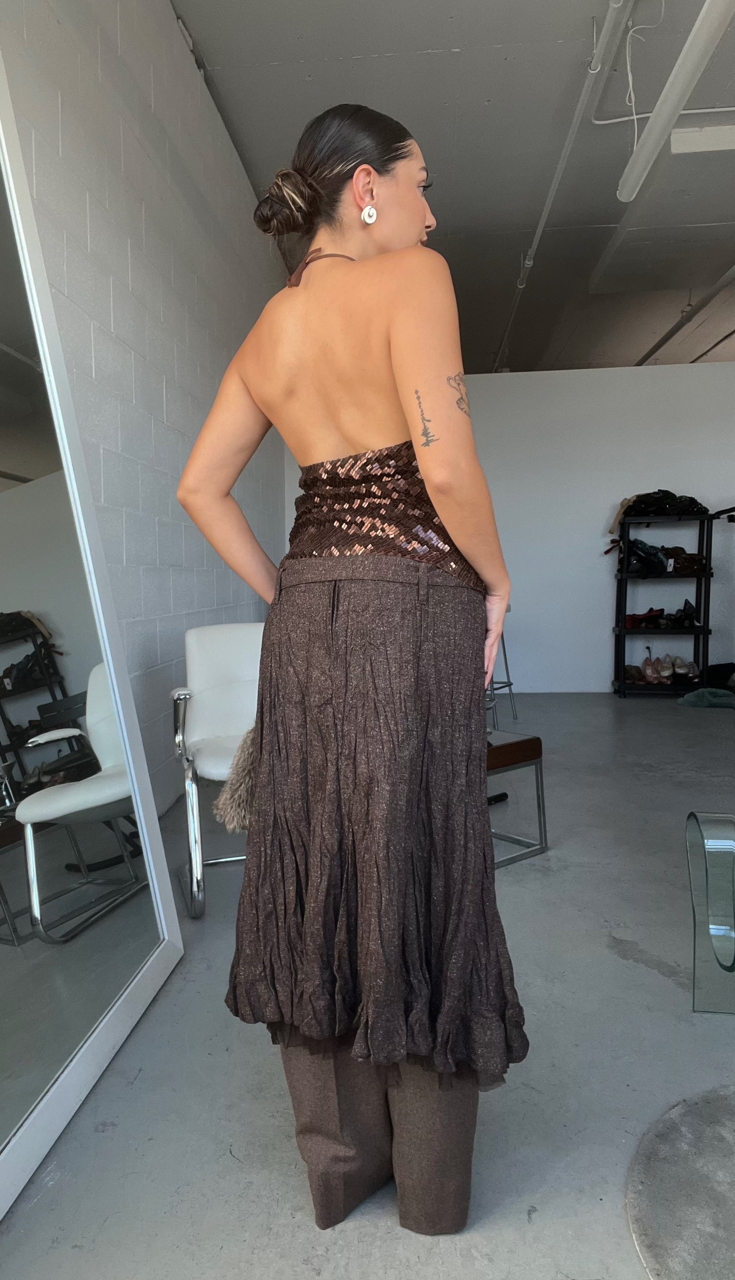 Espresso Midi Belted Skirt