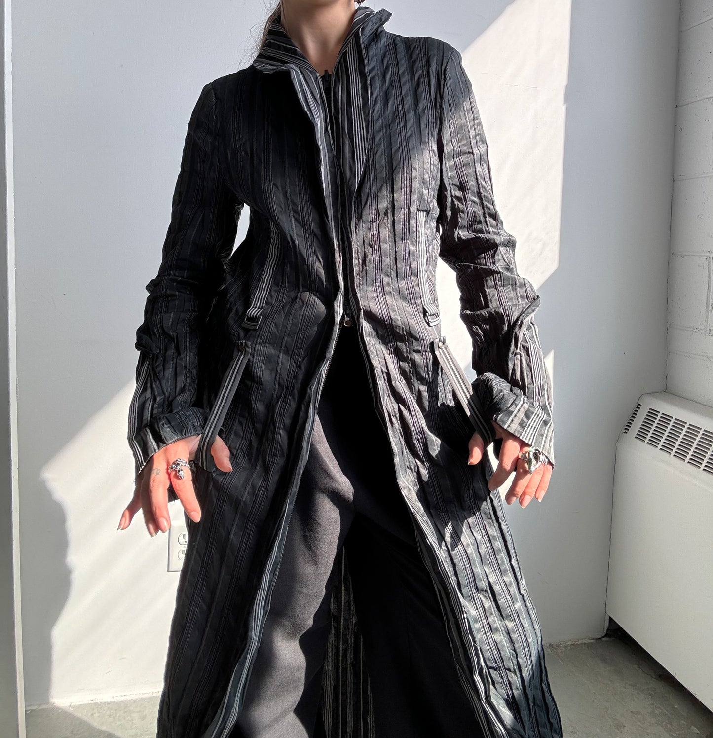 Double Zip Striped Jacket/Dress
