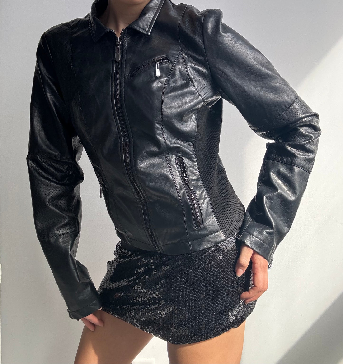 Faux Leather Moto Jacket S/M