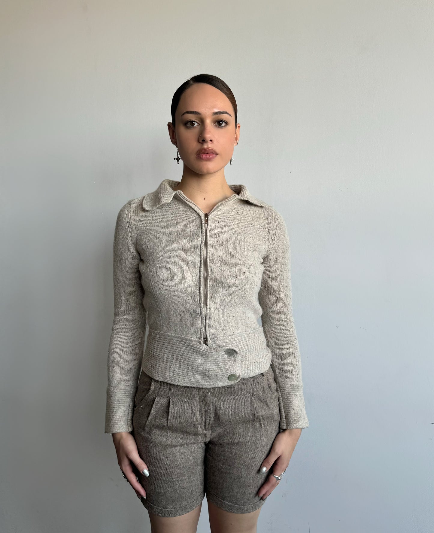 Oatmeal Knitted Zip