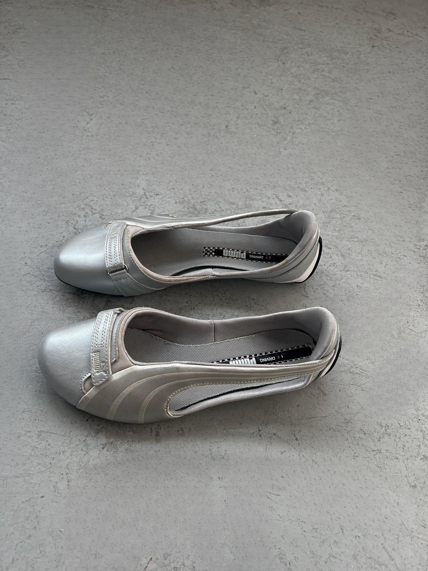 Silver Puma Ballet Flats Size 8/8.5