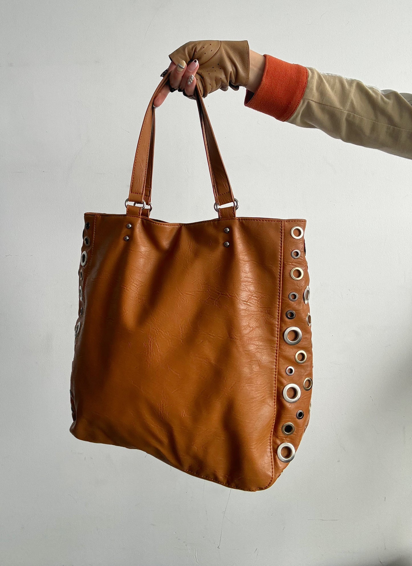 Faux Leather Eyelet Purse