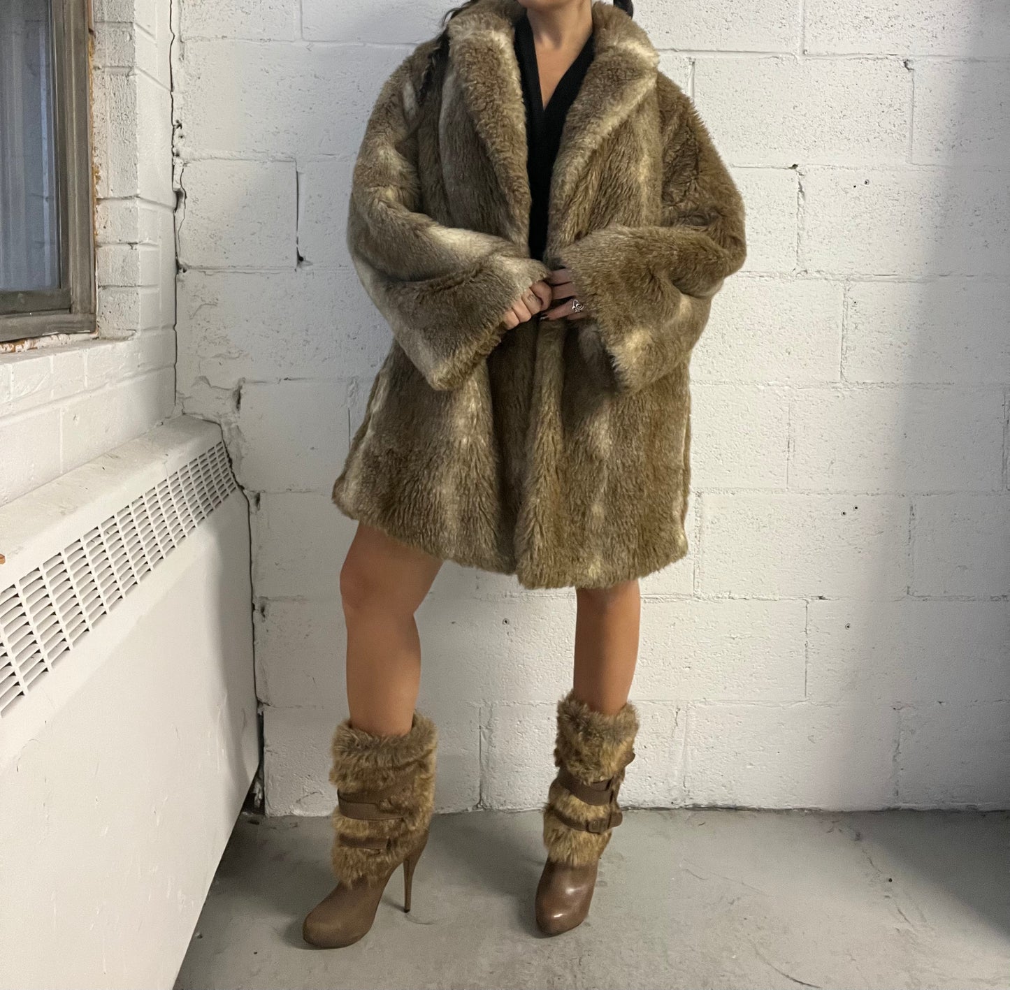 Beige Faux Fur Jacket