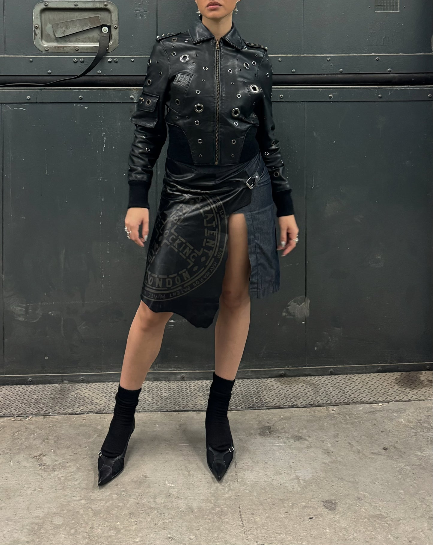 Leather Eyelet Jacket